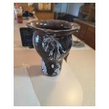 Fenton black amethyst glass vase. D-12
