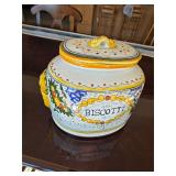 Hand painted antique Biscotti jar from Italy. D-14