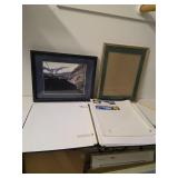 Railroad picture, frame and scrapbook. D529