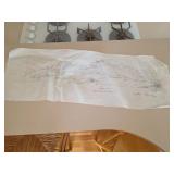 Pencil sketch of needle mountain, signed. D-4