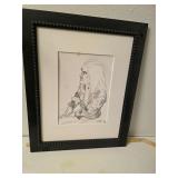 framed, signed original pencil art. D526