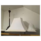 Lamp with glass and cloth shade. D468