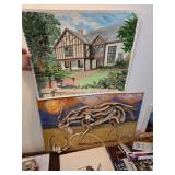 painting and driftwood art lot. D400