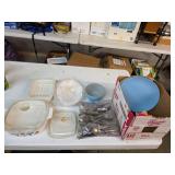 Corning ware and silverware lot. 1-46