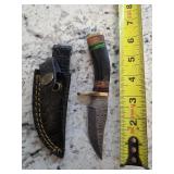 6in Damascus blade with sheath. M13