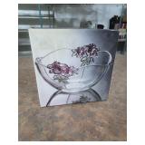 Glass bowl with colored flowers. 55-13