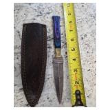 8.5in Damascus dagger with sheath. M11