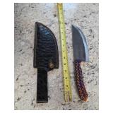 12in hand forged full tang knife with sheath. M7