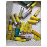 Box of mixed shot gun shells. 3-20
