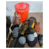 Bucket of knee pads, elbow pads, gloves. 40-53