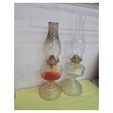 two vintage hurricane lamps. 56-3