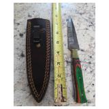 8in dagger style Damascus blade w/sheath. M3