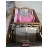 Pink queen sheet set and picture frames. 36-2