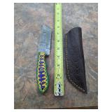 8in Long full tang Damascus blade with sheath. M9
