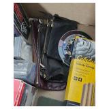 leather bank bags, stained glass, tools. 55-22