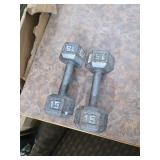 pair of 15-pound dumbbells. 40-27