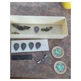 Lot of vintage pins and creamery tops. 55-21