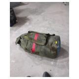 Duffel bag with vintage military sleeping bag. G11