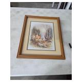 Signed, framed deer family art. 33-28