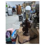 Carved owls lamp with shade. G6