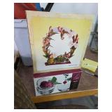 Ceramic hummingbird wreath and Sophia bowls. 13-52