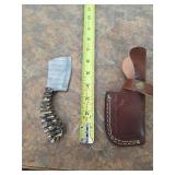 6.5in Damascus knife with sheath. 5-27