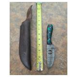 8in Damascus blade with skull inside. 5-21