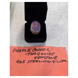 Purple copper turquoise silver ring. 80-4