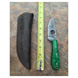 8in Damascus blade with sheath. 5-23