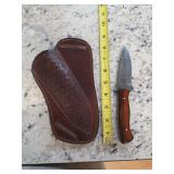 8in Damascus blade with sheath. 5-18