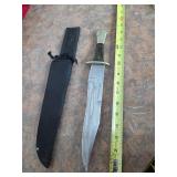 14in knife w/ sheath & coffin style handle. 13-30