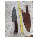 footlong Damascus blade with sheath. 5-17