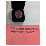 Red copper and turquoise ring size 9. 80-11