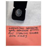Dendrite opal gemstone & sterling size 9. 80-7
