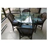 5-Pc Rattan Dining Set w/ Glass Top