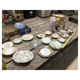Lot of hand-painted China, mismatched plates and