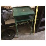 Green antique wood end table