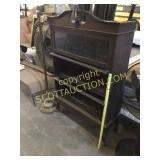 Antique wood three shelf bookcase with doors