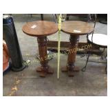 Two 26 inch tall wood pedestal plant stands