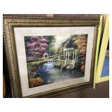 Large, framed and matted print with gold frame