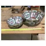 Two large oriental, hand-painted bowls