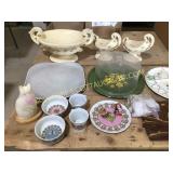 Large box miscellaneous dishes, egg, plates,