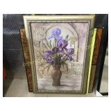 Large, framed and matted print of purple lilac