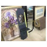 Green painted wood wall hanging shelf