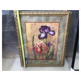 Large framed and matted lilac, prayer, print,