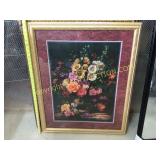 Large framed and matted floral print