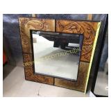 Large wall hanging mirror, decorative frame,
