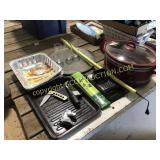 Lot of miscellaneous kitchen ware, roaster pan,