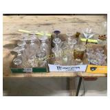 Lot of Crystal bar, glasses, and candle sticks