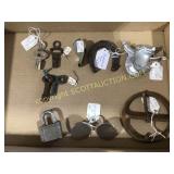 Lot of collectibles, skate keys, clock, keys,